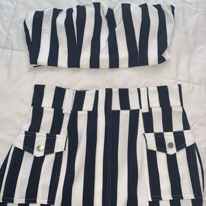 Designer two piece blue and white